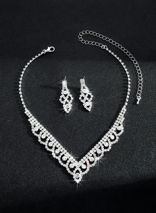 تايك تو طقم مجوهرات قطعتين عقد وأقراط مزين